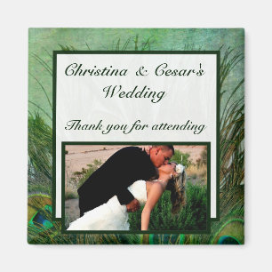 Aimant de déclaration 2"x2" Plumes vert paon