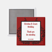 Aimant de déclaration 2"x2" Rouge cramoisi Orné (Recto/Verso)