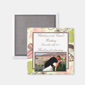 Aimant de déclaration 2"x 2" Ressort rose/vert Flo (Recto/Verso)