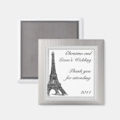 Aimant de déclaration 2"x 2" Tour Eiffel Noir (Recto/Verso)