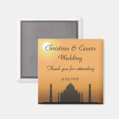Aimant de déclaration 5cmx5cm Taj Mahal Coucher de (Recto/Verso)