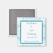 Aimant de déclaration 5x5 cm Fleurs bleues (Recto/Verso)