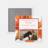 Aimant de déclaration 5x5 cm Lys Tigre Orange avec (Recto/Verso)