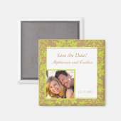 Aimant de déclaration en Damas brun et vert citron (Recto/Verso)