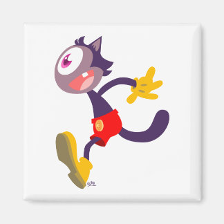 Aimant de dessin animé de chat monochrome