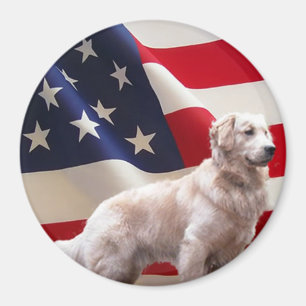 Aimant de drapeau de golden retriever
