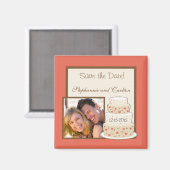 Aimant de Faire-part de gâteau Mariage rouge/crème (Recto/Verso)