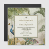 Aimant de Faire-part de mariage de palme de paon t (Devant / Derrière)