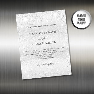 Aimant de faire-part de mariage moderne brillant e