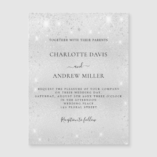 Aimant de faire-part de mariage moderne brillant e (Devant)