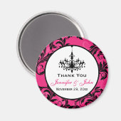 Aimant de Faveur de Mariage de Lustre Rose Noir Bl (Recto/Verso)