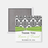 Aimant de faveur de mariage en damas noir, blanc e (Recto/Verso)