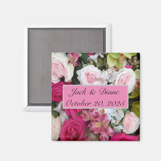 Aimant de faveur de mariage floral (Recto/Verso)