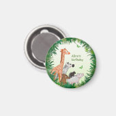 Aimant de fête d'anniversaire pour animaux Safari (Recto/Verso)