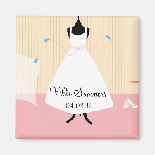 Aimant de Fête des mariées aux oiseaux mignons (Devant)