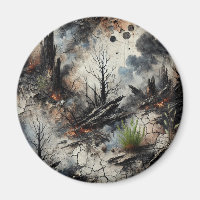 Aimant de feu de forêt post-apocalyptique