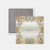 Aimant de fleurs blanches dorées (Recto/Verso)