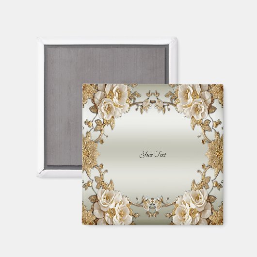 Aimant de fleurs blanches dorées (Recto/Verso)