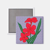 aimant de fleurs rouges (Recto/Verso)