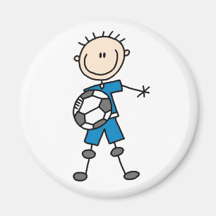 Aimant de footballeur de garçon bleu