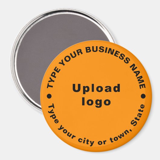 Aimant de forme ronde orange de marque commerciale (Recto/Verso)