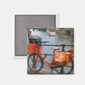 Aimant de frigo à bicyclette orange Holland (Recto/Verso)