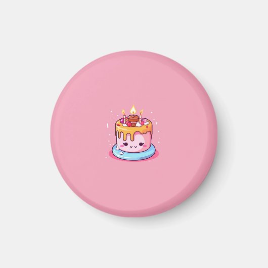 Aimant de gâteau kawaii rose (Devant)