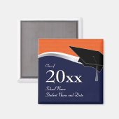 Aimant de graduation bleu et orange personnalisabl (Recto/Verso)