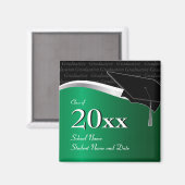 Aimant de graduation noir et vert personnalisable (Recto/Verso)
