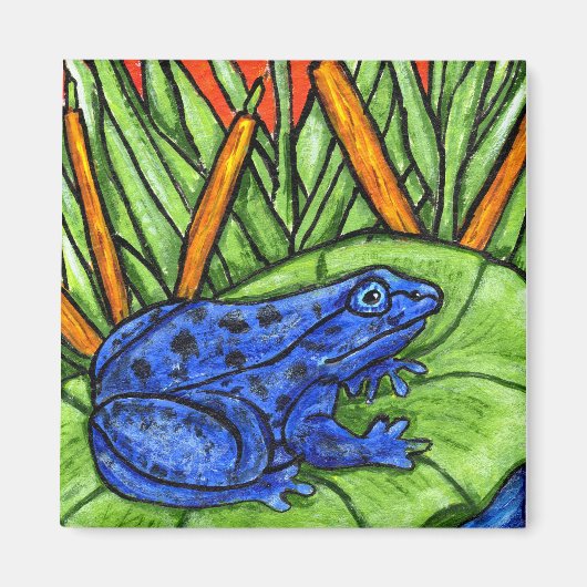 Aimant de grenouille bleu Pois0n (Devant)