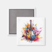 aimant de guitare électrique aquarelle (Recto/Verso)