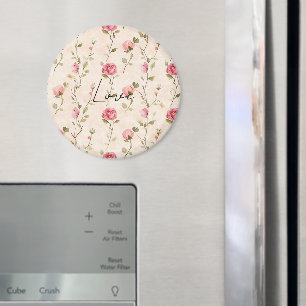 Aimant De jolies roses roses crème florales d'amour