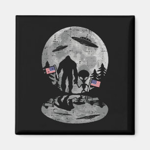 Aimant De Juillet Bigfoot Alien Ufo Drôle Patriotique Fem