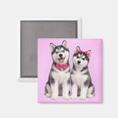 Aimant de la Saint-Valentin Amour de chiot Husky (Recto/Verso)