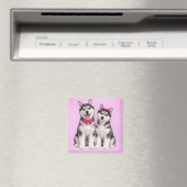 Aimant de la Saint-Valentin Amour de chiot Husky (In Situ (Lave-vaisselle))