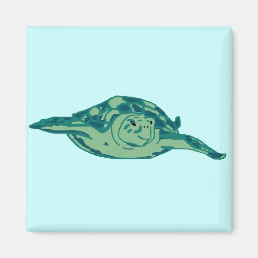 Aimant de la tortue de mer de honu vert bleu (Devant)