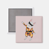 Aimant de lapin de harlequin de danse (Recto/Verso)