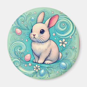 ~ Aimant de lapin ~ Œufs de Pâques et volutes ~