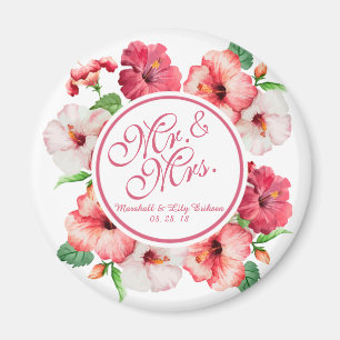 Aimant de M. et de Mme Floral Watercolor Wedding  