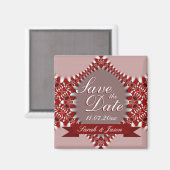 Aimant de mariage à la date Rose Rouge (Recto/Verso)