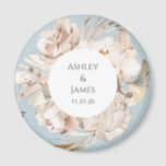 Aimant de mariage bleu-beige<br><div class="desc">Aimant de mariage fleuri beige personnalisé</div>