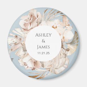 Aimant de mariage bleu-beige