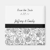 Aimant de mariage élégant à fleurs noires (Devant)