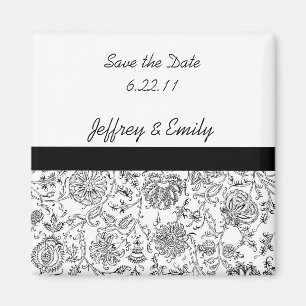 Aimant de mariage élégant à fleurs noires