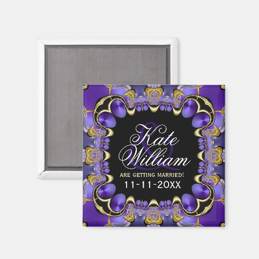Aimant de Mariage en satin violet (Recto/Verso)