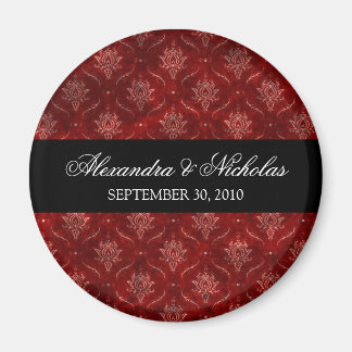 Aimant de mariage en velours rouge broyé (rond)