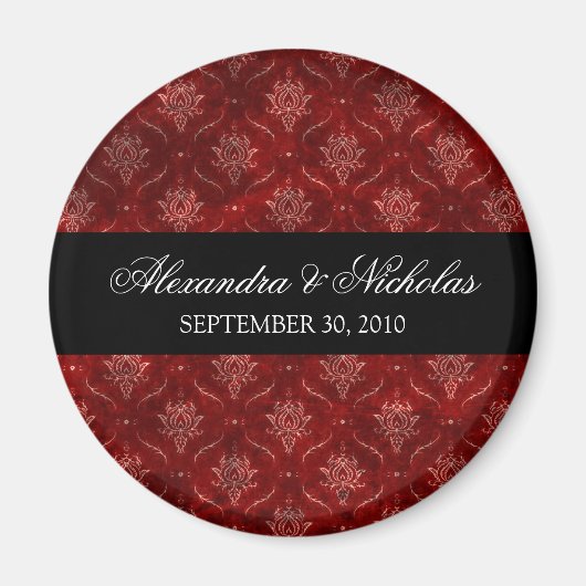 Aimant de mariage en velours rouge broyé (rond) (Devant)