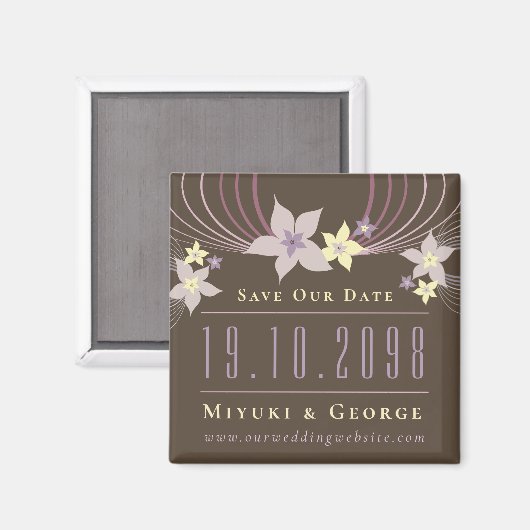 Aimant de mariage Fleur d'oranger pourpre pour ann (Recto/Verso)