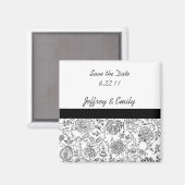 Aimant de mariage floral noir élégant (Recto/Verso)