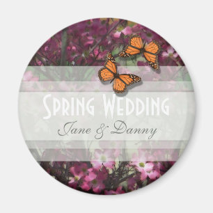 Aimant de mariage floral rose de printemps